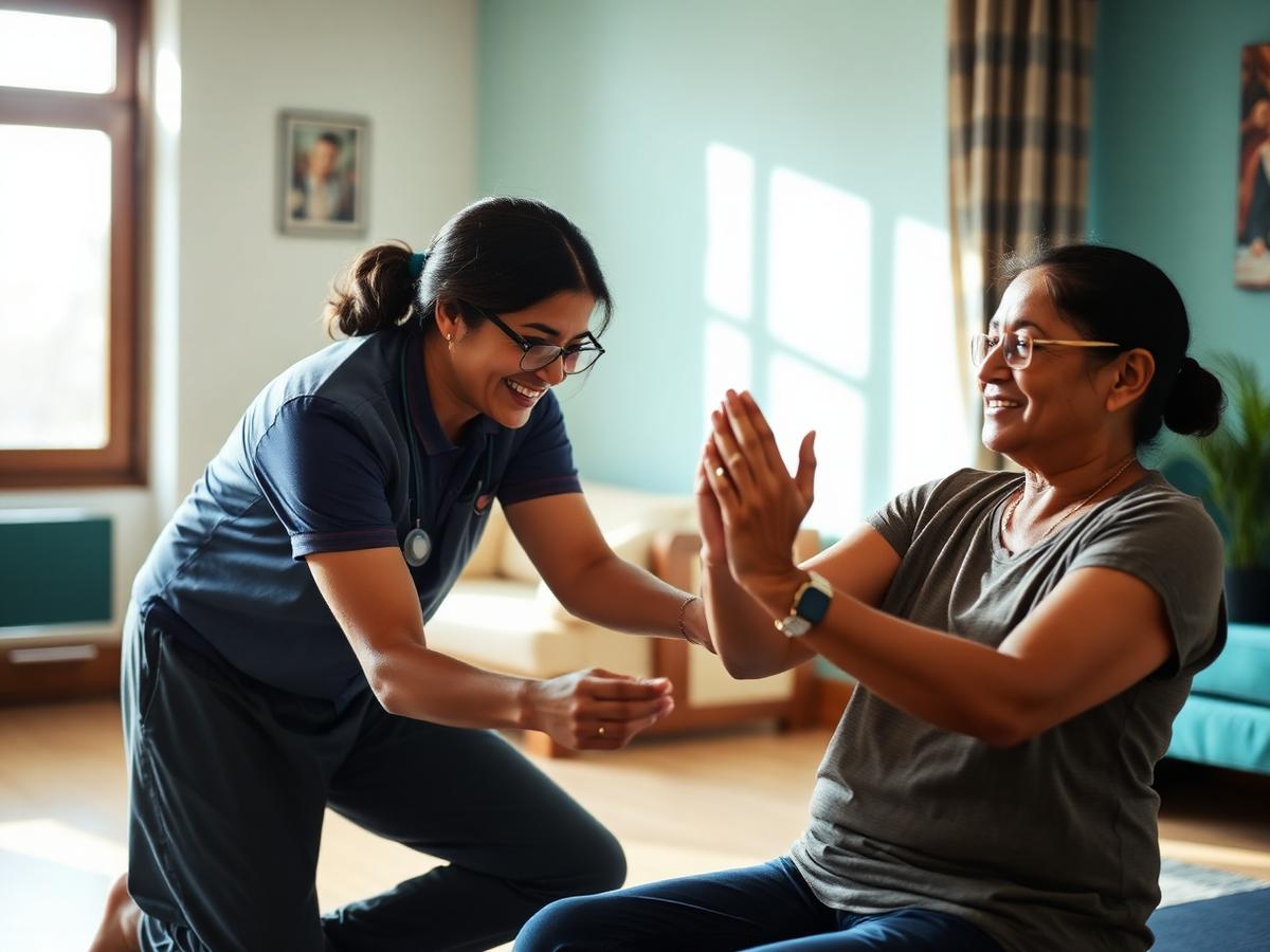 Physiotherapist working with a patient